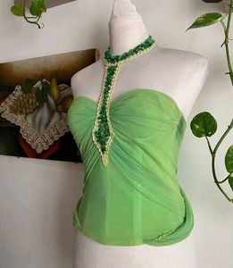 Green Embellished Tube Top