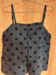 Polka Dot Denim Tank Top