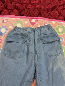 Denim Look Cotton Joggers