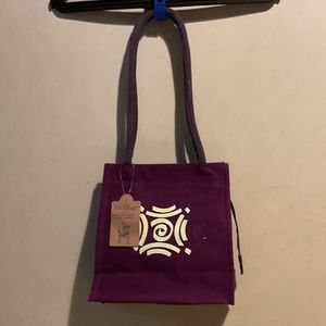 Purple Graphic Print Tote Bag
