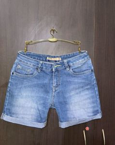 Bare Denim Mid Waist Shorts