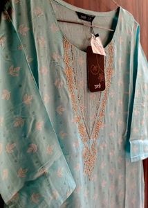 Soothing Aqua Blue Printed Kurta By SOCH