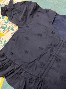 Navy Embroidered Top