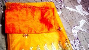 Embroidered new mirror work saree