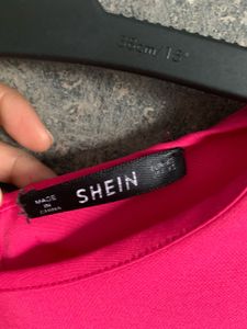 SHEIN Hot Pink Ruffle Hem Dress