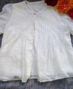 White Sheer Button-Down Top