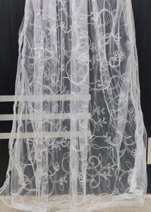 White Net Dupatta with Floral Design