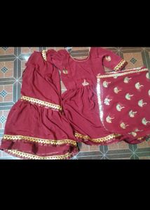 Maroon Embroidered Kurta Set