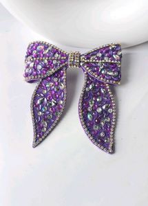 Purple Rhinestone Bow Clip