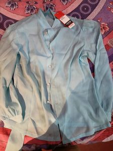 SKY BLUE GEORGETTE KNOT TOP