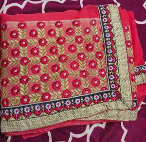 Beautiful Orange Saree With Blouse