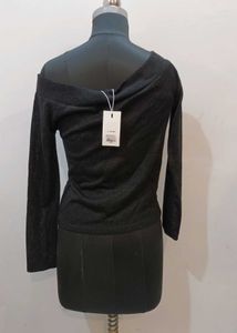 Shiny Parrtwear Type Off Shoulder Top