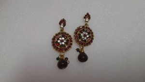 Red & Gold Floral Earrings