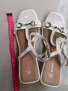 White T-Strap Sandals