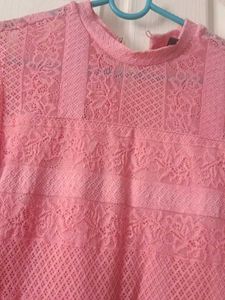 Pink Lace Peplum Top