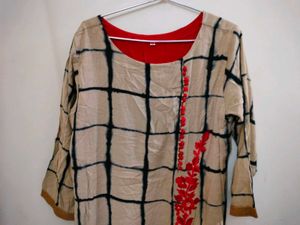 Stylish Beige &amp; Black Kurta Size XL