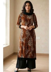 Animal Print velvet  kurta