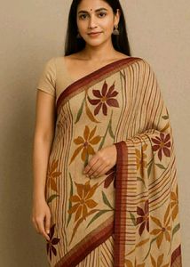 nude clr flowers patterns  saree