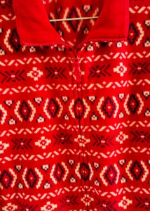 Unisex-Red Patterned Fleece Jacket Age 10-11