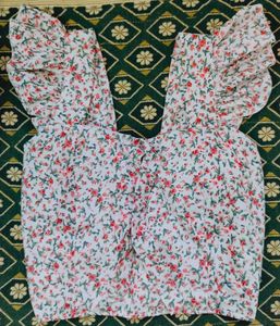 Floral Flutter Sleeve Top