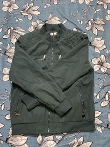 WROGN Men Green Solid Mock Collar Bomber Jacket