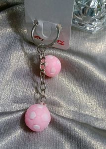 Pink Football Keychain