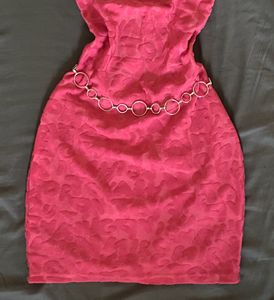 SOLD Urbanic Pink Lace Up Textured Mini Dres
