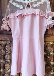 baby pink net peplum top (new)
