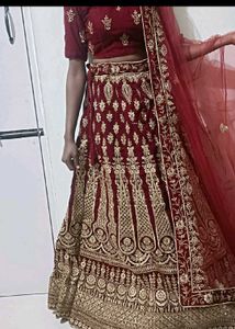 Maroon Velvet Lehenga Choli