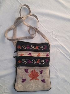 Beige And Black Sling Bag
