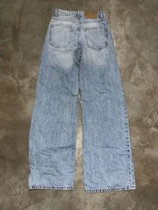 H&amp;M High-Waist Wide-Leg Light Blue Denim Jeans