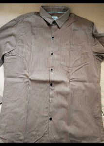 Original Zara Brown Striped Shirt