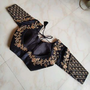 Exquisite Black Embroidered Blouse for Sarees