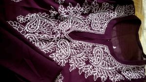 Wine Chikankari Kurti With Inner