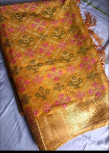Yellow Banarasi Silk Saree For Haldi Ceremony