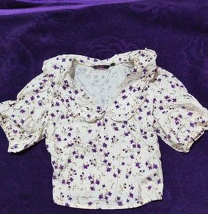 Floral Print Peter Pan Collar Top