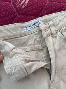 high rise wide leg beige jeans MANGO women
