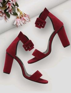 Velvet Red Heels Sandals