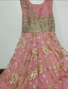 Pink &amp; Gold Embellished Gown