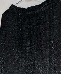 Black Patterned Wide Leg Plazzo