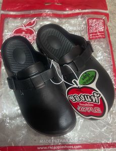 Red Apple Black Clogs