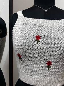 White Flower Embroidered Top
