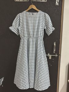 Gray Gingham Midi Dress