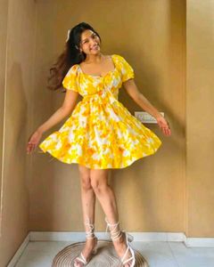 Yellow White Cute Frock