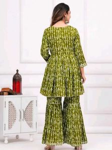 Elegant Green Sharara Suit Set