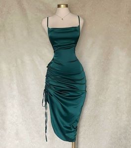 Emerald Green Satin Dress