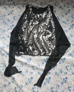Silver Sequin Crop Top