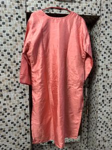 Silk Peach Kurta With Pant