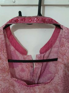 Pink Floral Button-Down Kurta