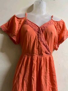 Coral Cold Shoulder Dress